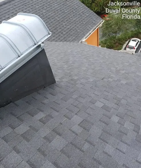 Shingle roof with skylight dormer flashing detail