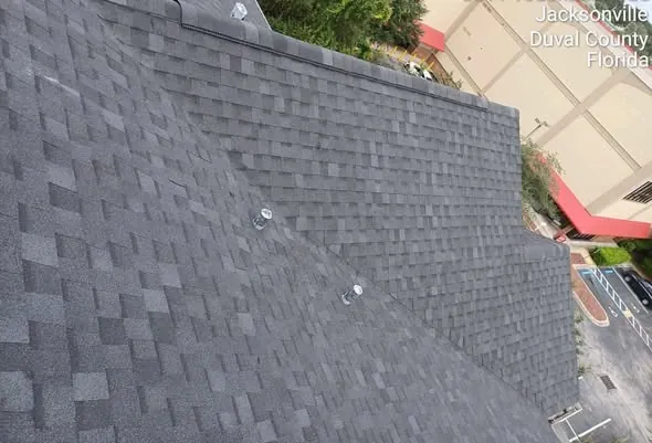 Completed architectural shingle roof with vents, Duval County, Florida